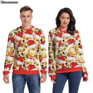 Erkek Sweaters Erkek Kadınlar Sonbahar Kış Noel Kazak Kazak Jumper 3D Komik Köpek Baskılı Tatil Partisi Noel Sweatshirt Plus Boyut
