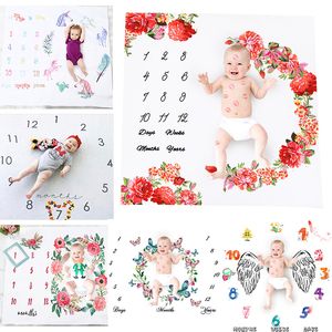 Süper Sevimli Nordic Stil Bebek Fotoğraf Sayfası Beyaz Zemin Mektubu Çiçek Baskılı Sac Fotoğraf Backdrop Fotoğraf Prop Çekim Yaprakları