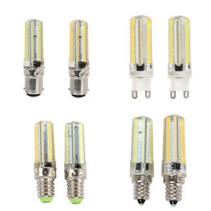 Dim LED Ampuller 15 W E11 / E12 / E14 / E17 / G4 / G9 / BA15D 3014 SMD 152 LEDS Droplight Silikon Vücut Lambası AC 220 V 110 V Kristal Avizeler Işık