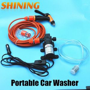 Araba yıkama toptan-12 V güç elektrikli 60 W yüksek basınçlı pompa taşınabilir yıkama çamaşır makinesi bahçe lavador de coches1