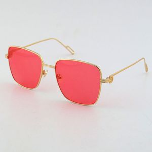 Kadınlar için Moda Metal Güneş Gözlüğü Satışı 18K Altın Tam Çerçeve Güneş Gözlükleri C Dekorasyon Erkek ve dişi Gözlükler Kırmızı Kahverengi Lens Kare Degrade Lensler