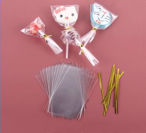 100 шт. Прозрачные полиэтиленовые пакеты OPP для Candy Lollipop Cookie упаковки Cellophane Bag рождественские свадьбы день рождения подарка