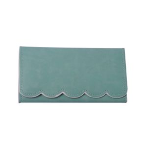 25pcs Lot GA PU Faux Leather Wallets Scalloped Purses Long Money Bag Clutches Mint Color DOM106389