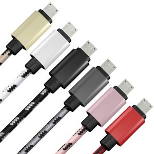 3m 10 pés 2m 6 pés 1m 3FT Tecido Micro USB Cabos Carregador USB Linha de carregamento V8 para telefone Android