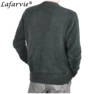 Lafarvie моды норки кашемировые смешивание мужчин вязаный свитер осень зима выкл. Продажа Стандартный твердый пуловер полный рукав O-шеи 201203