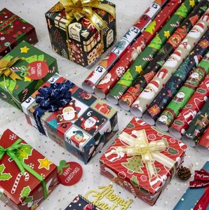 Рождественская упаковка бумаги Santa Print Package Package Paper Craft Paper подарочная упаковка декоративная рождественская вечеринка упаковка подарок декоратин LSK1663