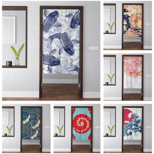 Japon Noren Çiçek Kuş Sazan Kapı Perdesi Iyi Şanslar Ev Dekor Yatak Odası Mutfak Kısa Peluş Renkli Sanatsal Perde LJ201224