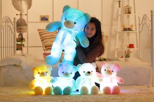 10pcs 50cm Yaratıcı Işık Up LED oyuncak ayı doldurulmuş hayvanlar peluş oyuncak renkli parlayan Noel hediyesi çocuklar için yastık