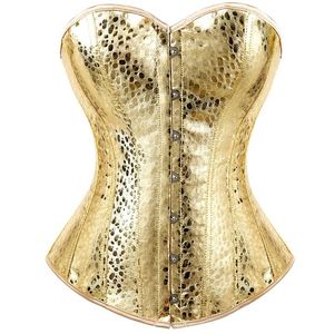 Bustiers Corsets Kadınlar Faux Deri Korse Büstiyer Üst Altın Overbust Seksi Gece Kulübü Giyim Steampunk Lingerie Straplez