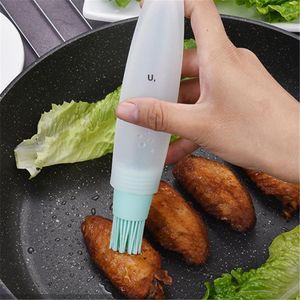 Silicone Oil Bottle With Brush Baking BBQ Basting Brush Pastry Oil Brush Kitchen Baking Honey Oil barbecue Tool Gadgets GCE13298