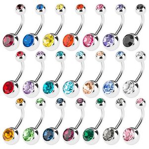 Hot Stainless Steel Belly Button Rings Navel Rings Crystal Rhinestone Body Piercing Bars Jewlery For Women's Bikini Fashion Jewelry