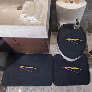 Banyo Mat Seti Ev Klasik Desen Tuvalet Kapağı Ayak Pedi Kaymaz Emici Banyo Kapı Mat Flanel Yumuşak Banyo Halı Halı