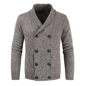 Мужские свитеры повседневный стиль свитер осень зима мода свободный простым дизайнером отвороты с двубортными с длинным рукавом вязаный кардиган