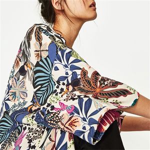 Moda Kadınlar Şifon Kimono Hırka Harajuku Baskılı Açık Ön Tatil Gevşek Rahat Ince Bluz Beachwear Kapak UPS Tops 2020 LJ200813