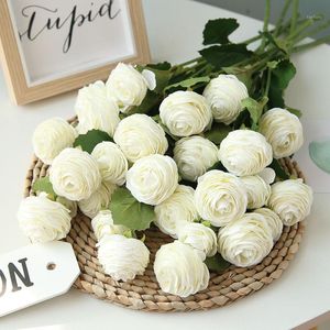 5 Stück 3 Köpfe Lulian Seide gefälschte rote Rosenzweige künstliche Blumen zum Dekorieren von Zuhause, Party, Hochzeit, Geschenk, Herbst, Schlafzimmer-Dekoration1