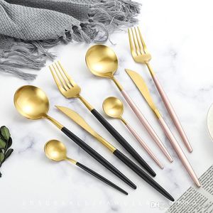 Hochwertiges Silbergold-Geschirr aus Edelstahl, Besteck, Gabel, Löffel, Messer für den täglichen Gebrauch oder auf Reisen im Großhandel LX2202