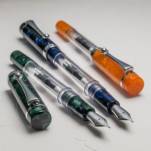 Rancher Fountain Pen Metal Прозрачная Прекрасная точка Большой емкости 0.5 мм 3, чтобы пополнить Y200709