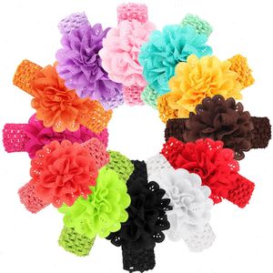 6pcs Baby Girls Mesh Flower Headband Elastic Crochet Children Hair Bands Newborn Infant Photo Shoot Kids Accessories