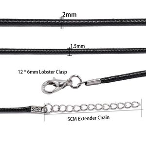 10 Pcs lot Dia 1.5 2mm Real Leather Cord Necklace With Clasp Adjustable Braided Rope For Jewelry Making Diy Necklace wmtBEv