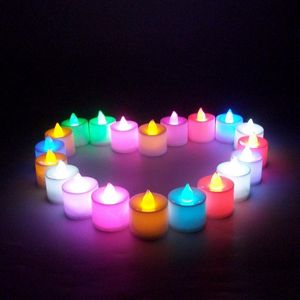 LED Mum Tealight Alevsiz Mum Çayı Işık Renkli Pil Çalışma Lamba Doğum Günü Düğün Noel Dekorasyon Işığı YL0237