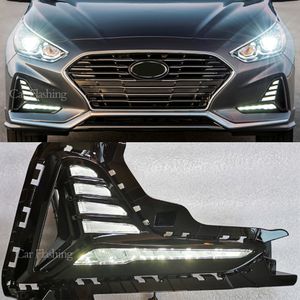 1 Pair Araba Gündüz Koşu Işık DRL LED Gün Işığı Sis Lambası Beyaz LED Finglight Hyundai Sonata 2018 2019 2020