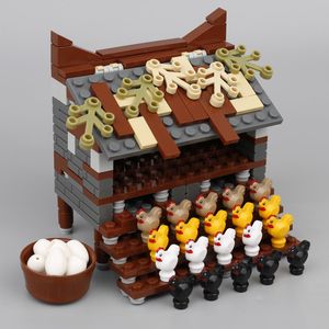 MOC Farm House Building Blocks City Animal Chicken DIY Plant Eggs Minifigs Аксессуары Запчасти Еда Модель Кирпичи Игрушка для детей C1115