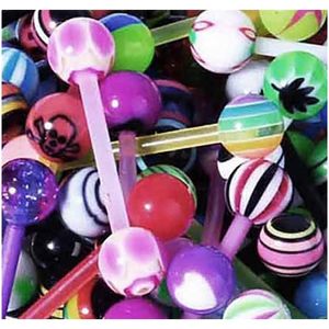 10 20 30pcs Acrylic Tongue Piercing Barbell Lot Mix Plastic Nipple Bartongue Ring Pack Piercing Lengua Lote F sqclTk