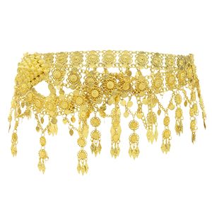 Indian Style 14K Gold Plated Metal Flower Belly Chains Dancing Summer Beach Sexy Body Women Jewelry