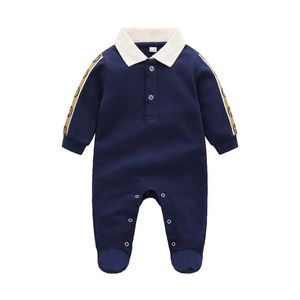 100% algodão designer infantil macacão bebê menino menina roupas de manga comprida de alta qualidade 1-2 anos recém-nascido primavera outono lapela macacões roupas infantis g061