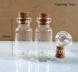 1000 x 3ml mini cam şişe ahşap mantar, net numune şişeleri. 0.5ml, 1ml kullanılabilir, 16 * 35 * 7mm