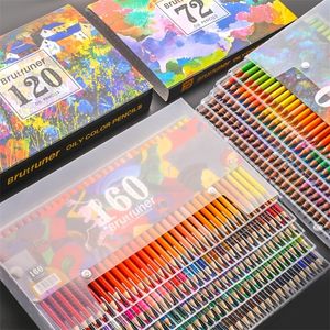 Brutfuner 48/72/120/160 Colors High Quality Oily Colored Pencils Set Oil HB Drawing For School Student Gifts Art Supplies 201223
