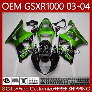 Enjeksiyon Suzuki GSX-R1000 için Yeşil Parlak Kalıp Vücudu GSXR 1000 CC GSXR-1000 K3 2003-2004 Üstyapı 67NO.137 K3 1000cc GSXR1000 03 04 GSX R1000 2003 2004 OEM PERSASYONLARI SICI