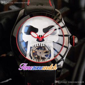 Новая 45мм Fun Рыбий Tourbillon Япония кварцевый хронограф Мужские часы PVD Стальной корпус кожа каучуковый ремешок Часы Timezonewatch TWCOR E52a8