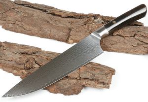 Новое прибытие 13 -дюймовое кухонное нож Damascus vg10 Damascus Steel Blade Full Tang Ebony Renge Fixed Blades Ножи с розничной коробкой