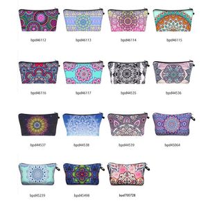 Bohemia Mandala Цветочные 3D печати Косметические сумки Женщины путешествия макияж Дело сумка женщин Zipper косметический мешок цветка печатных мешок 15 цветов