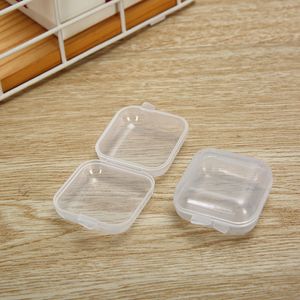 Контейнеры для хранения пластиковых бусин мини -прозрачная квадратная коробка пусто