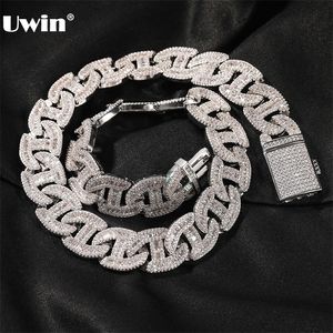 UWIN 17MM Heavy Miami Baguette Zircon Necklaces for Men Iced Out Cuban Link Chain AAA CZ Prong Setting Necklaces Hip Hop Jewelry 220218