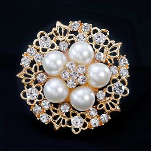 Silver gold Pearl brooch Gold crystal flower brooch corsage scarf buckle dress suit pins women fashion jewelry gift will and sandy gift