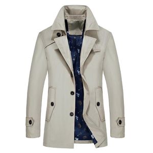Мужские куртки весенние мода бренд мужская траншея пальто, поворотный воротник тонкий однобортный куртка сплошной цвет ветровки плюс размер 9xL