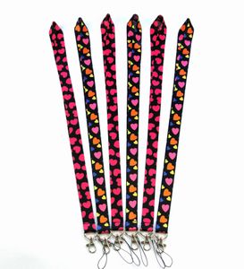 20 pçs Love Heart Lanyard For Keychain ID Card Pass Gym Mobile Phone USB Badge Holder Key Ring Neck Straps Accessories