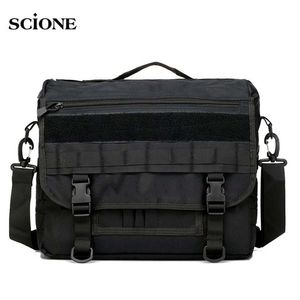 MOLLE Askeri Laptop Çantası Taktik Messenger S Bilgisayar Sırt Çantası Fanny Kemer Shouder Kamp Açık Spor Ordusu XA156A 220211