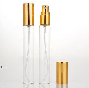 15ml Limpar Mini Amostra Recarregável Perfume Spray Glass Garrafa de Atomizer com LID prata dourada preta RRF13123