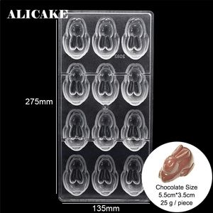 Chocolate Molds Easter Rabbit Candy Form Polycarbonate Baking Pastry Tools for Baker Decorating Cake Bakeware Mould 12 Holes Y200618