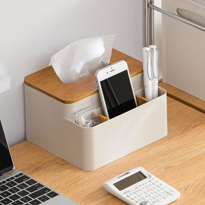 Ящики для хранения BINS Desktop пластичная коробка ткани Главная Творческий многофункциональный хранения деревянные туалет всасывание простой и практичный