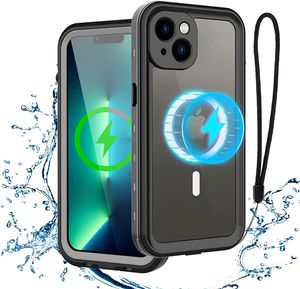 İPhone 13 için Magsaafe ile Manyetik Kılıflar Su Geçirmez Kılıf Destek Dahili Ekran Koruyucu ile Kablosuz Şarj