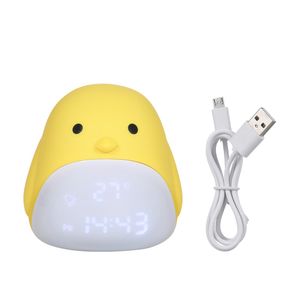 Cute Chick Despertador Digital Carregamento USB Luz Noturna com Três Níveis de Brilho Controle Tocante Lâmpada de Cabeceira Embutida de Alta Capacidade Re