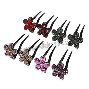 Zarif Lady Rhinestone Çiçek Firkete Retro Lüks Headdress Yanıp Sönen Elmas Barrette At Kuyruğu Toka Saç Aksesuarları