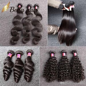 BellaHair® Unverarbeitete 8A brasilianische Bundles Virgin Hair Extensions Human HairWeave Natural Color Body Straight Loose Wave Curly