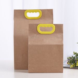 Kraft Kağıt Pirinç Torbaları Ile Plastik Kolu Stand Up Kağıt Hediye Çanta Gıda Kağıt Kutusu Çerezler Ceviz Kuru Meyve Standı Kutusu LX4617