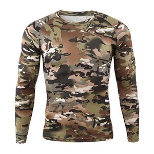 Erkek T-Shirt Açık Kamuflaj T Gömlek Üniforma Erkekler Uzun Kollu Nefes Savaş Sıkı Tee Top 2022 Taktik Askeri Adam Giyim
